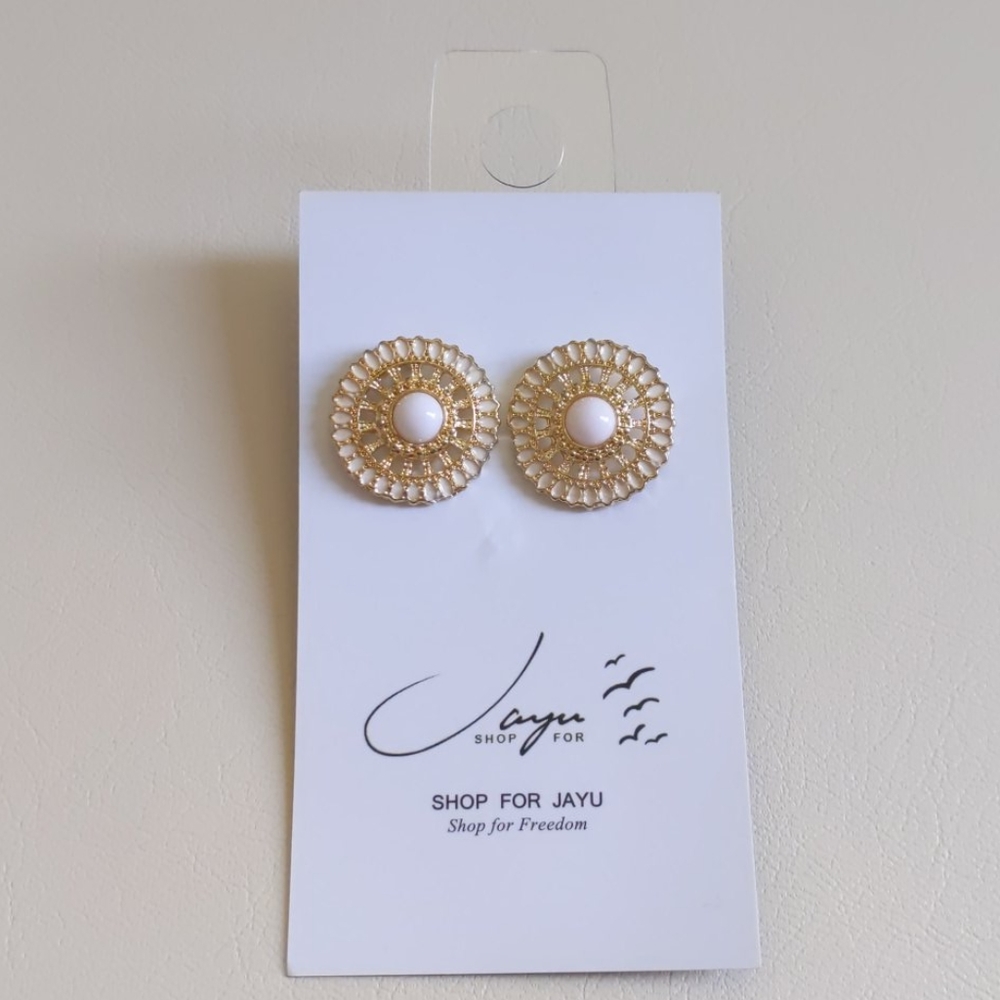 3 for $15 Shop For Jayu Gold and White Earrings